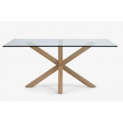 Tavolo vetro design con gambe in legno cm 160x90h.75 fisso nuovo art.1754 consegna gratuita-arredamentishop.it  Tempesta Offe...