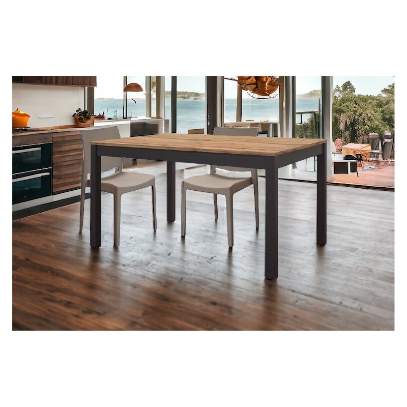 Tavolo rustico in legno e metallo cm 160x90h.77 allungabile cm 220 nuovo art.1806 consegna gratuita-arredamentishop.it  Tempe...