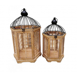 Lanterne da esterno set 2 misure cm 27x23h.46 e 35x30h.58 art.79669 nuove consegna gratuita-arredamentishop.it  AD TREND Offe...