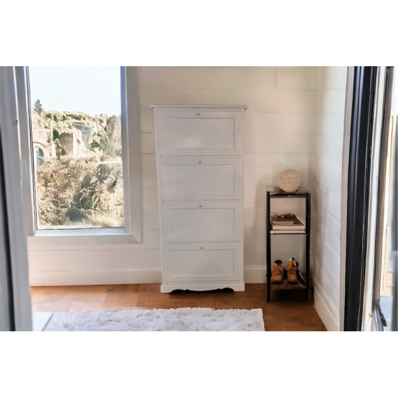 Scarpiera arte povera bianca 4 ribalte cm 79x30h.170 nuova art.1281 consegna gratuita-arredamentishop.it  Tempesta Offerte mo...