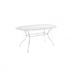 Tavolino da giardino ferro cm 160x90h.72 nuovo metallo bianco crema ovale art.6460460000 consegna gratuita-arredamentishop.it...