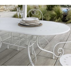 Tavolino da giardino ferro cm 160x90h.72 nuovo metallo bianco crema ovale art.6460460000 consegna gratuita-arredamentishop.it...