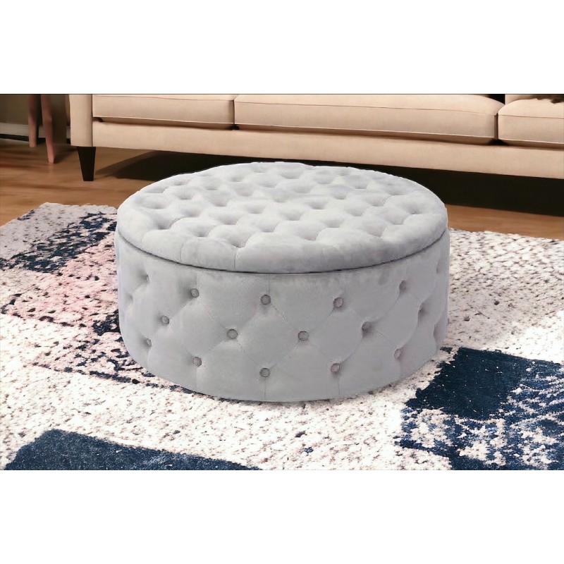 Pouff contenitore diametro cm 90h.40 con 16 tasche colore grigio chiaro nuovo art.74399 consegna gratuita-arredamentishop.it ...