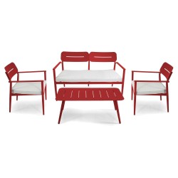 Salottino da giardino alluminio rosso terracotta pronta consegna nuovo art.6466950000 consegna gratuita-arredamentishop.it  V...
