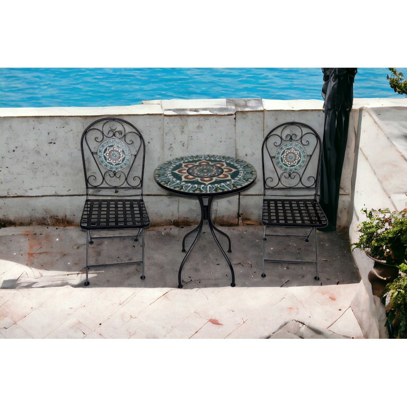 Set Giardino COSTWAY - Tavolo Rotondo E 2 Sedie In Alluminio, Per Esterno, Balcone, Piscina - Foto 5