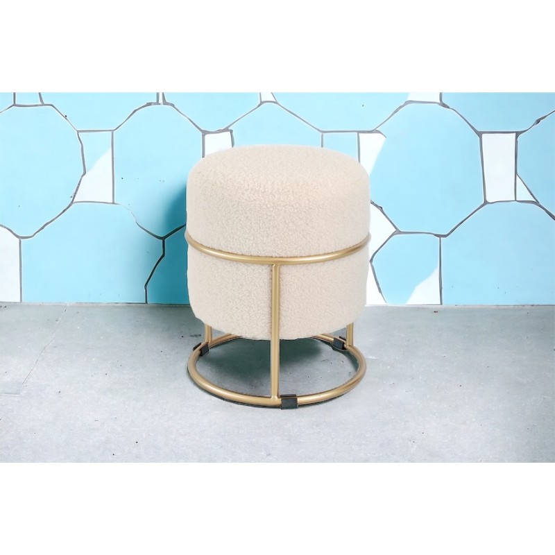 Pouf beige e oro in velluto diametro cm 34h.38 nuovo art.106300 consegna gratuita-arredamentishop.it  AD TREND Offerte mobili...