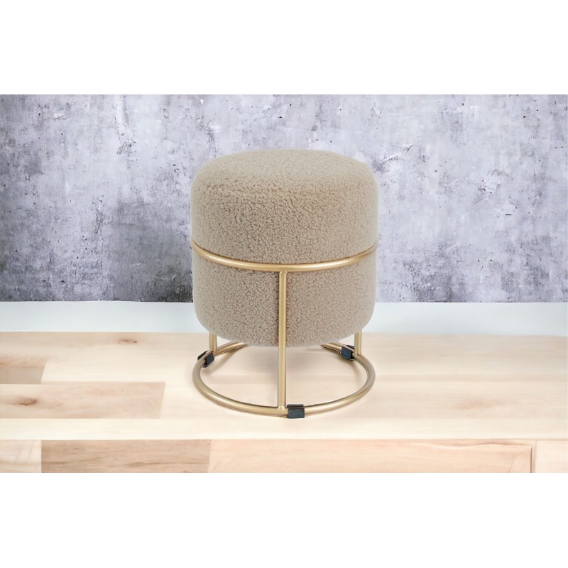 Pouf tondo avana e oro in velluto diametro 34h.38 nuovo art.106301 consegna gratuita-arredamentishop.it  AD TREND Offerte mob...
