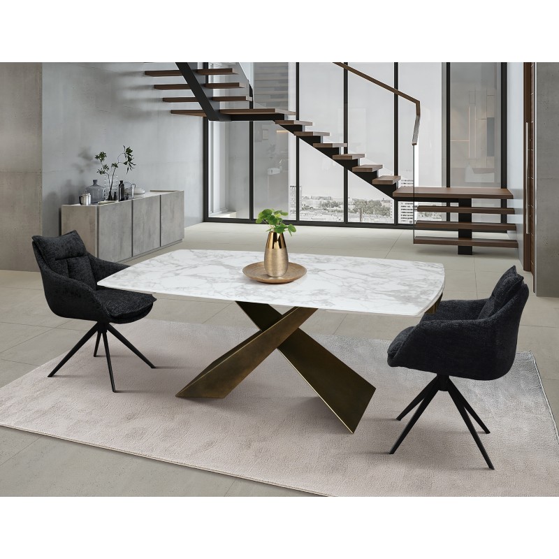 Tavolo gres porcellanato ceramica cm 160x90h.76 allungabile cm 200/240 nuovo art.2075 consegna gratuita-arredamentishop.it  T...