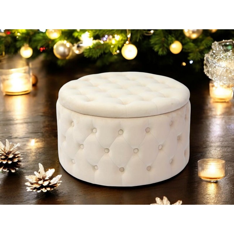 Pouf contenitore grande velluto beige cm 70h.42 art.74385 nuovo consegna gratuita-arredamentishop.it  AD TREND Offerte mobili...