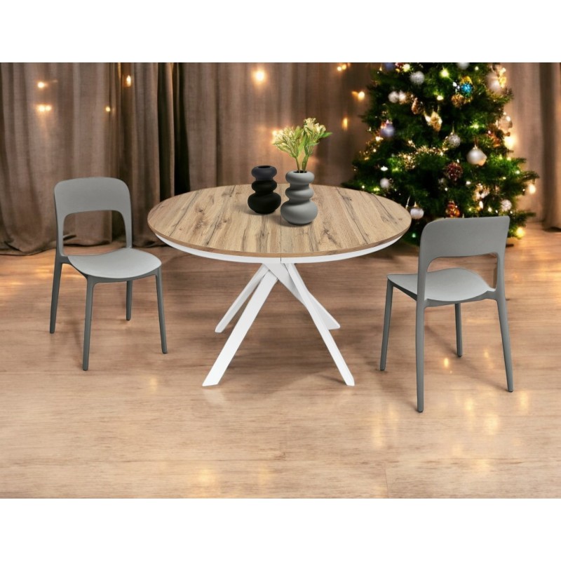 Tavolo allungabile rotondo cm diametro 120h.75,5 allungabile cm 170 art.2177 nuovo consegna gratuita-arredamentishop.it  Temp...