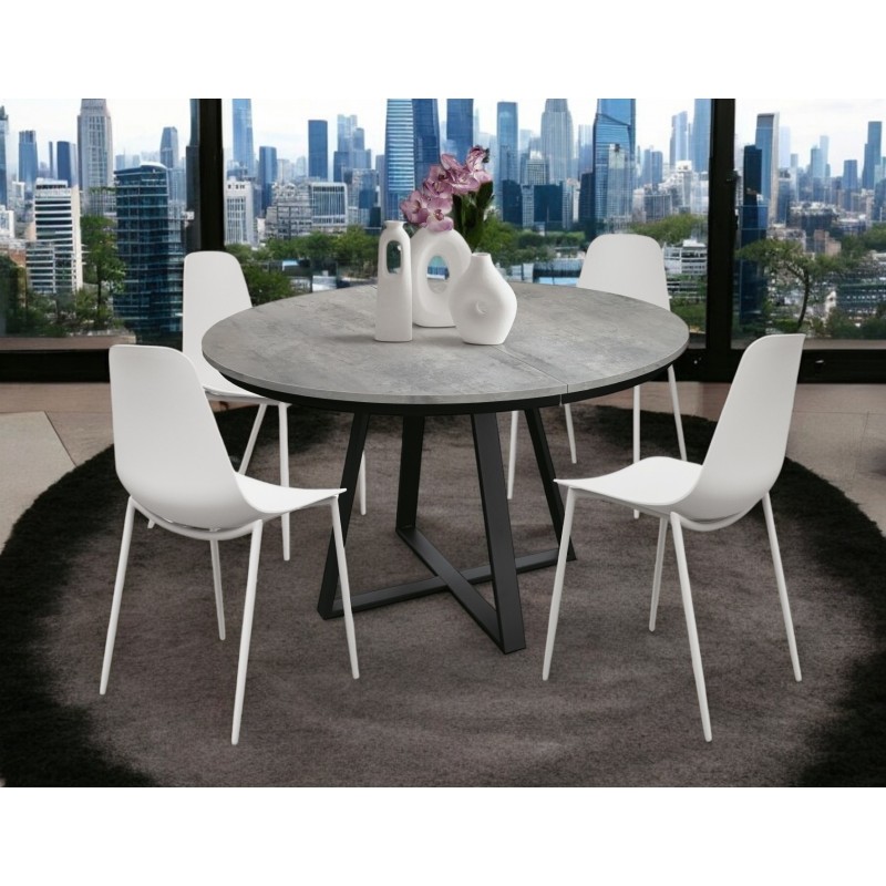 Tavolo rotondo grigio allungabile cm diametro 120h.75,5 aperto cm 170 art.2181 nuovo consegna gratuita-arredamentishop.it  Te...