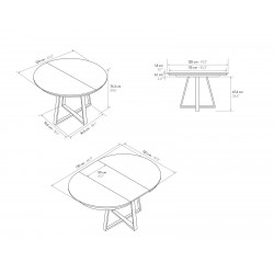 Tavolo rotondo grigio allungabile cm diametro 120h.75,5 aperto cm 170 art.2181 nuovo consegna gratuita-arredamentishop.it  Te...
