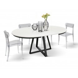 Tavolo rotondo bianco allungabile cm diametro 120h.75,5 aperto cm 170 art.2182 nuovo consegna gratuita-arredamentishop.it  Te...
