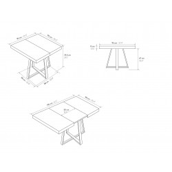 Tavolo cucina industrial cm 95x90h.76 aperto cm 145x90h.76 art. 2228 nuovo consegna gratuita-arredamentishop.it  Tempesta Off...