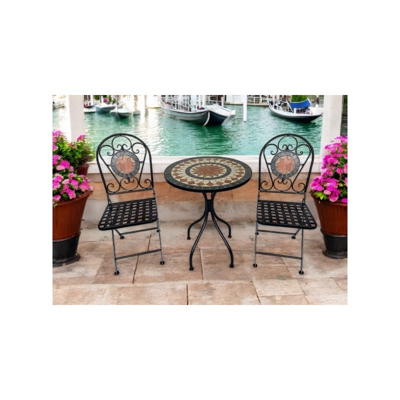 Tavolino a mosaico con 2 sedie art.103291 nuovo consegna gratuita-arredamentishop.it  AD TREND Offerte mobili 145,00 € 145,00...