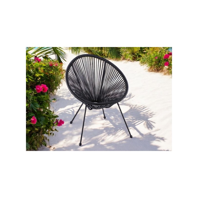 Sedia a uovo da giardino nera SET 3 PEZZI cm 68x61,5h.81,5 nuova art.111288 consegna gratuita-arredamentishop.it  AD TREND Of...