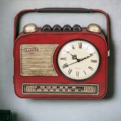 Appendi chiavi da muro Radio metallo con orologio vintage cm 22x8,5h.19 art.144392 nuovo consegna gratuita-arredamentishop.it...