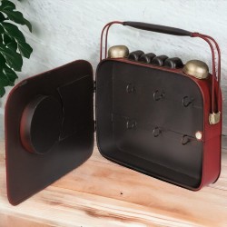 Appendi chiavi da muro Radio metallo con orologio vintage cm 22x8,5h.19 art.144392 nuovo consegna gratuita-arredamentishop.it...