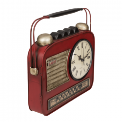 Appendi chiavi da muro Radio metallo con orologio vintage cm 22x8,5h.19 art.144392 nuovo consegna gratuita-arredamentishop.it...