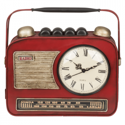 Appendi chiavi da muro Radio metallo con orologio vintage cm 22x8,5h.19 art.144392 nuovo consegna gratuita-arredamentishop.it...