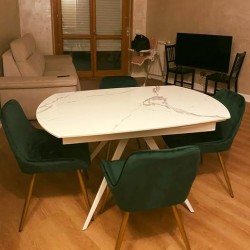 Tavolo girevole allungabile cm 120x90h.78 aperto cm 180 top ceramica nuovo art.1919 consegna gratuita-arredamentishop.it  Tem...