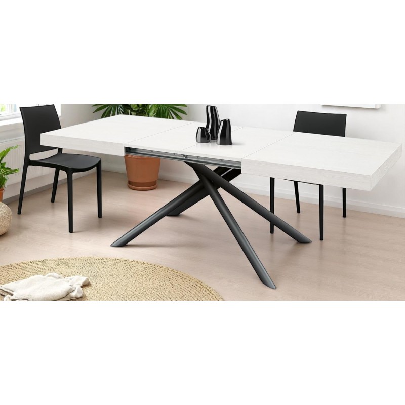 Tavolo bianco e nero cm 140x90h.74 aperto cm 180/220 nuovo art.2249 consegna gratuita-arredamentishop.it  Tempesta Offerte mo...