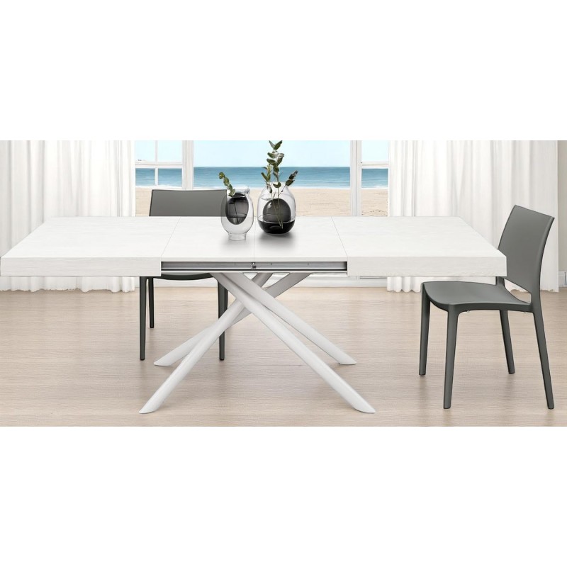 Tavolo allungabile 10 posti bianco cm 140x90h.74 aperto cm 180/220 nuovo art.2253 consegna gratuita-arredamentishop.it90  Tem...