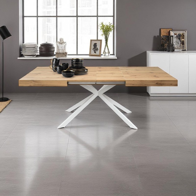 Tavolo in legno rustico moderno cm 140x90h.74 aperto cm 180/220 nuovo art.2266 consegna gratuita-arredamentishop.it  Tempesta...