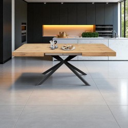 Tavolo legno e metallo cm 160x90h.74 allungabile cm 200/240 nuovo art.2270 consegna gratuita-arredamentishop.it  Tempesta Off...