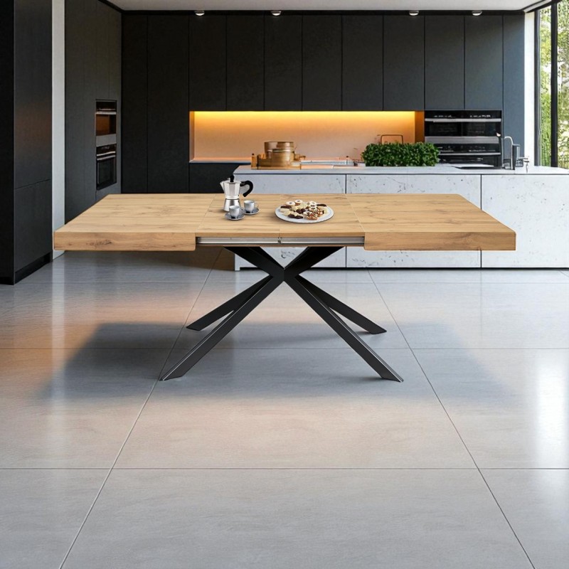 Tavolo legno e metallo cm 160x90h.74 allungabile cm 200/240 nuovo art.2270 consegna gratuita-arredamentishop.it  Tempesta Off...