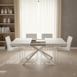 Tavolo da pranzo bianco allungabile cm 140x90h.74 aperto cm 180/220 nuovo art.2269 consegna gratuita-arredamentishop.it  Temp...