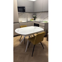 Tavolo girevole allungabile cm 120x90h.78 aperto cm 180 top ceramica nuovo art.1919 consegna gratuita-arredamentishop.it  Tem...