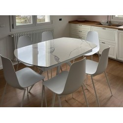 Tavolo rotante cm 140x90h.78 allungabile cm 200 TOP ceramica lucido nuovo art.2059 consegna gratuita-arredamentishop.it  Temp...