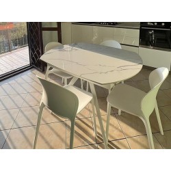 Tavolo rotante cm 140x90h.78 allungabile cm 200 TOP ceramica lucido nuovo art.2059 consegna gratuita-arredamentishop.it  Temp...
