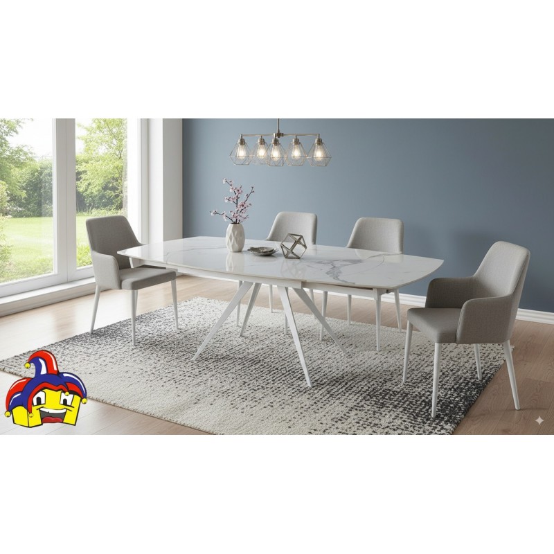 Tavolo rotante cm 140x90h.78 allungabile cm 200 TOP ceramica lucido nuovo art.2059 consegna gratuita-arredamentishop.it  Temp...