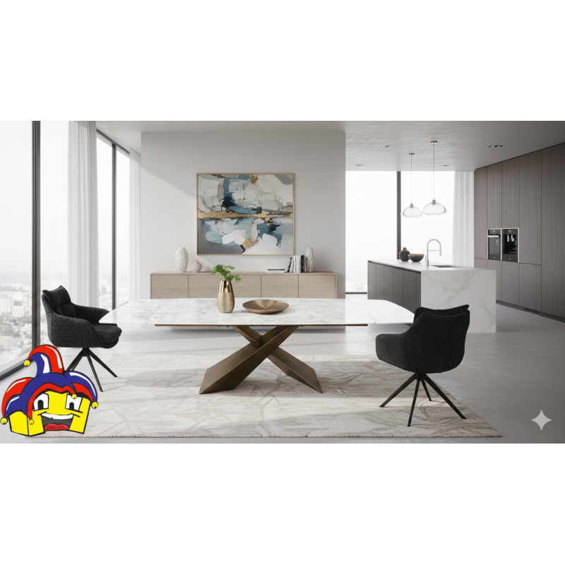 Tavolo ceramica effetto marmo cm 180x90h.76 allungabile cm 220/260 art.2064 nuovo consegna gratuita-arredamentishop.it  Tempe...