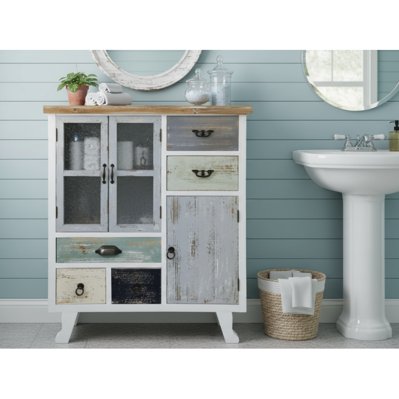 Mobile bagno legno rustico cm 76x35,5h.92 nuovo art.101654 consegna gratuita-arredamentishop.it  AD TREND Offerte mobili 170,...