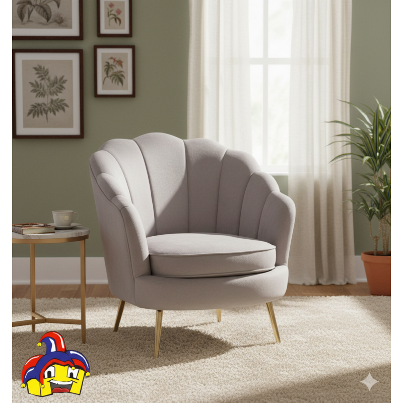 Poltrona conchiglia grigia in velluto nuova art.67946 consegna gratuita-arredamentishop.it  AD TREND Offerte mobili 190,00 € ...