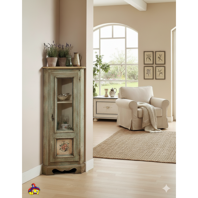 Angoliera dipinta a mano cm lato 35h.116 legno massello nuova art.1333A consegna gratuita-arredamentishop.it  Zanini Offerte ...