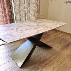 Tavolo ceramica effetto marmo cm 180x90h.76 allungabile cm 220/260 art.2064 nuovo consegna gratuita-arredamentishop.it  Tempe...