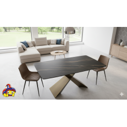 Tavolo allungabile ceramica effetto marmo cm 160x90h.76 aperto cm 200/240 nuovo art.2074 consegna gratuita-arredamentishop.it...