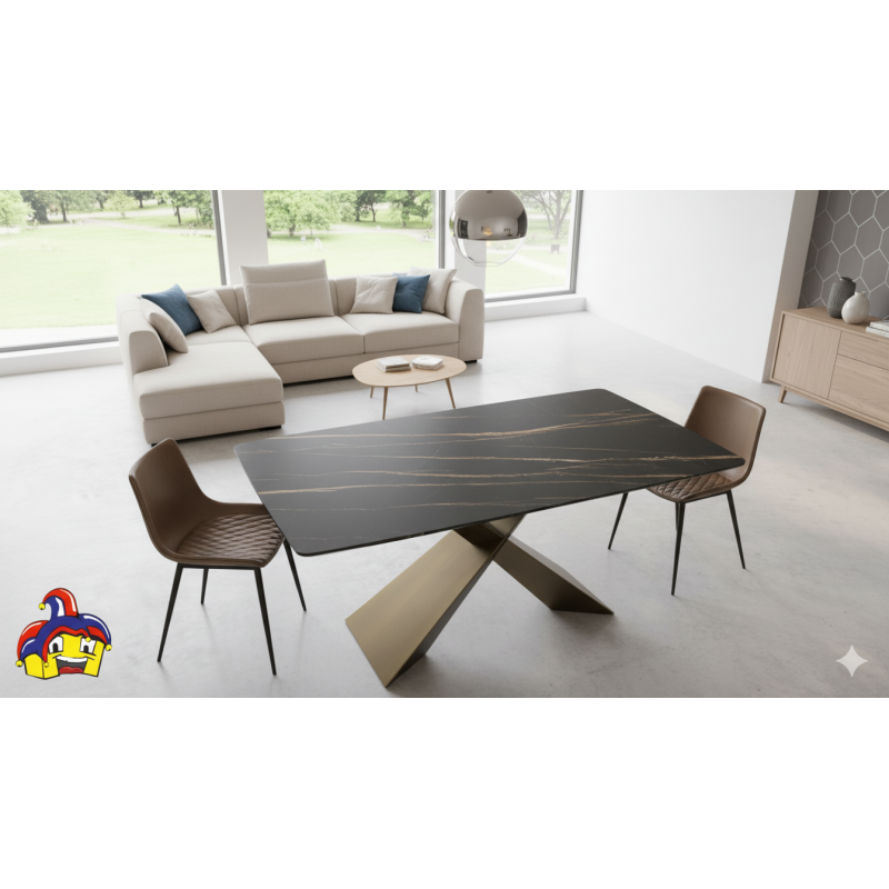 Tavolo allungabile ceramica effetto marmo cm 160x90h.76 aperto cm 200/240 nuovo art.2074 consegna gratuita-arredamentishop.it...