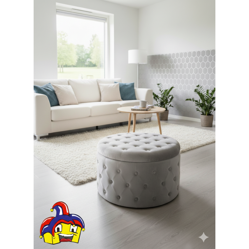 Pouf contenitore velluto grigio chiaro cm 70h.42 art.74387 nuovo consegna gratuita-arredamentishop.it  AD TREND Offerte mobil...