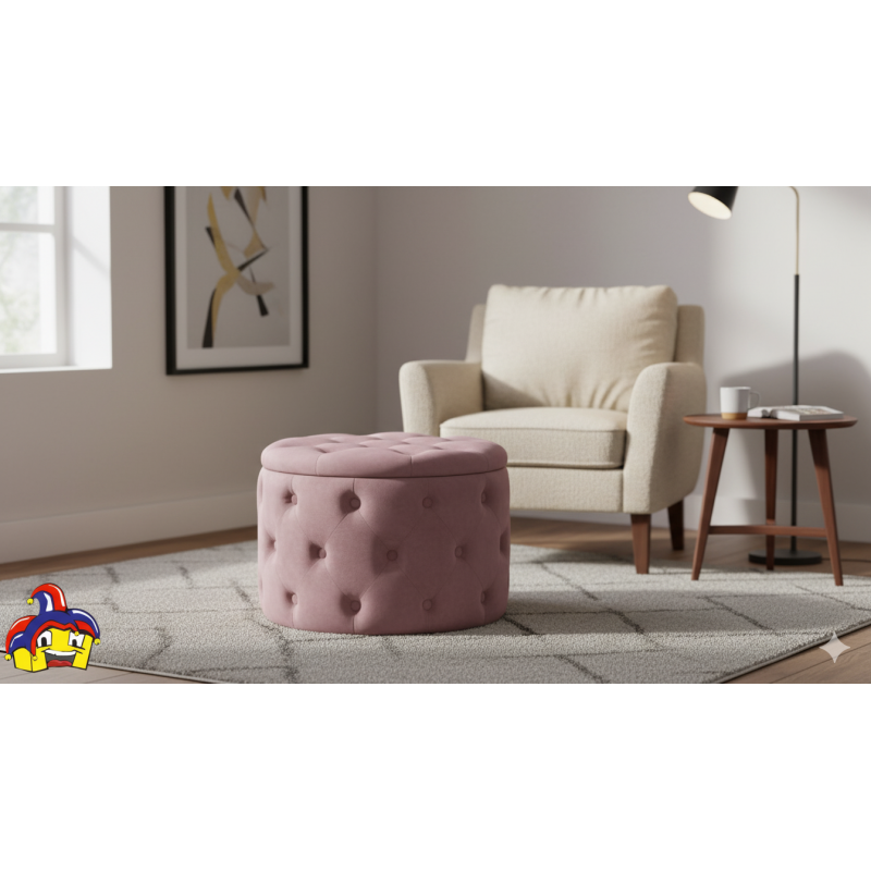 Pouf contenitore rosa in velluto cm diametro 50h.40 nuovo art.67938 consegna gratuita-arredamentishop.it  AD TREND Offerte mo...