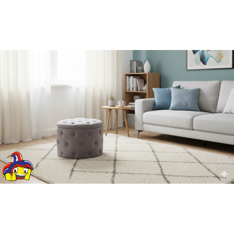 Pouf contenitore grigio velluto cm diametro 50h.40 nuovo art.67939 consegna gratuita-arredamentishop.it  AD TREND Offerte mob...