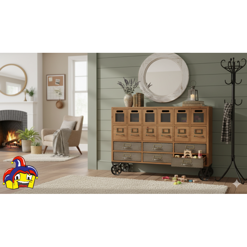 Cassettiera vintage industriale montata cm 105x34h.79 nuova art.15968 consegna gratuita-arredamentishop.it  AD TREND Offerte ...