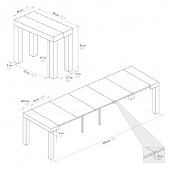 Consolle allungabile 3 metri cm 90x45h.76 aperta cm 90x300 nuova art.1876 consegna gratuita-arredamentishop.it  Tempesta Offe...