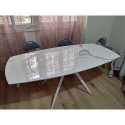 Tavolo rotante cm 140x90h.78 allungabile cm 200 TOP ceramica lucido nuovo art.2059 consegna gratuita-arredamentishop.it  Temp...