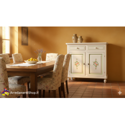 Credenza 2 porte cm 104x43h.98 bianca con decori a mano nuova art.0500 consegna gratuita-arredamentishop.it  Tempesta Offerte...