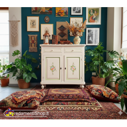 Credenza 2 porte cm 104x43h.98 bianca con decori a mano nuova art.0500 consegna gratuita-arredamentishop.it  Tempesta Offerte...